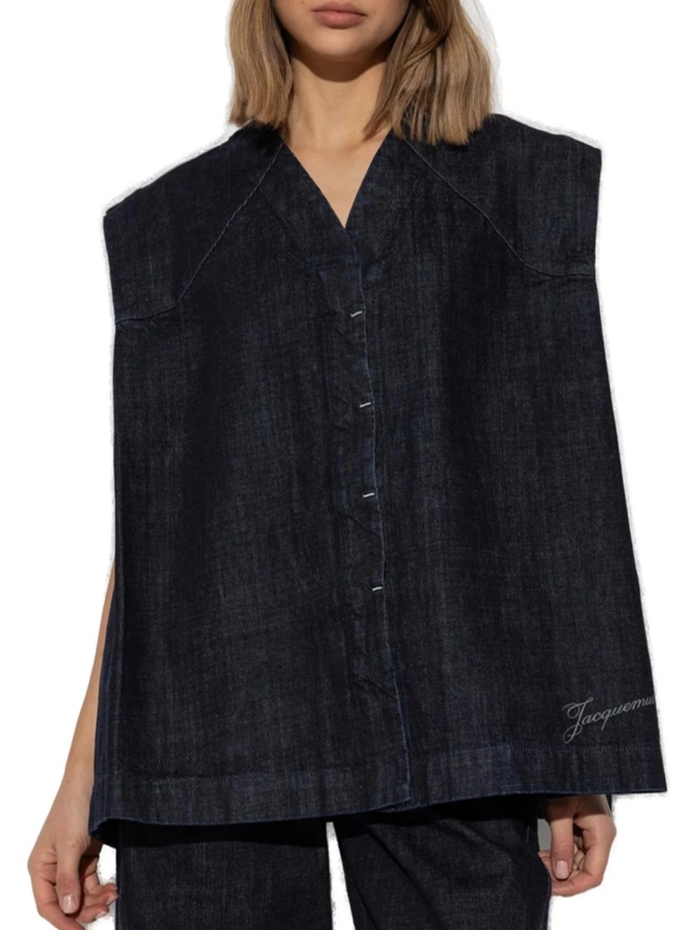 Jacquemus Salon Ne-Nimes Dark Indigo Boxy Denim Vest